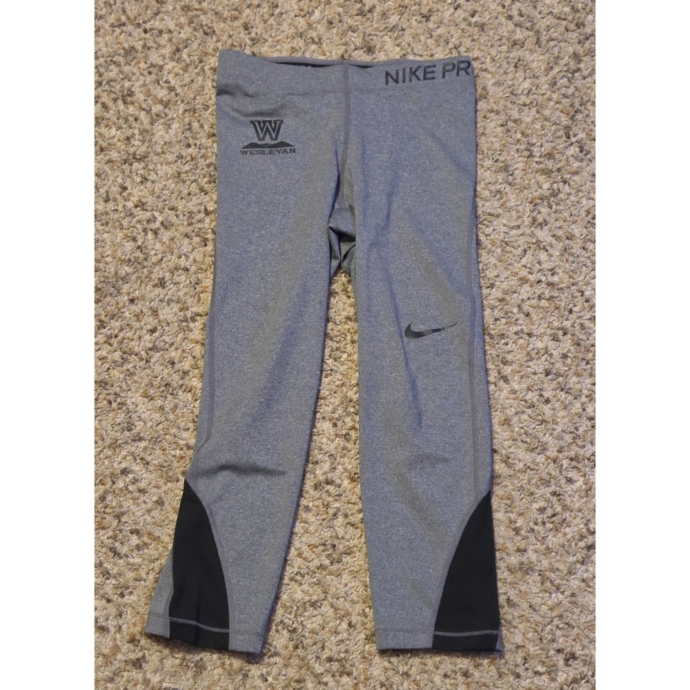 Nike Pro Dri-Fit Wesleyan University Capri‎ Leggings Women's Size Small Gray